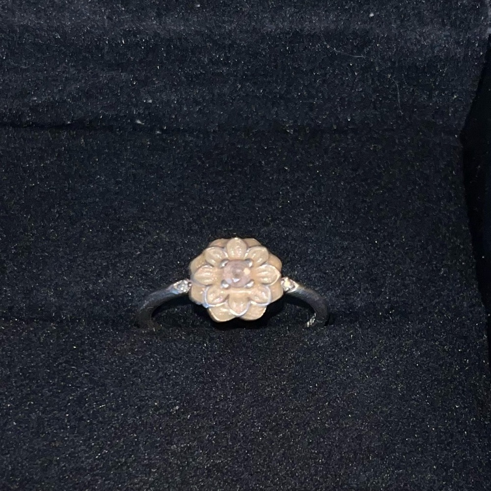 Pandora dahlia sterling silver ring